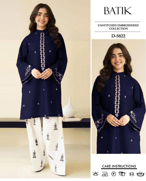 Batik Embroidery Unstitched 2-Piece Lawn Suit – BE 3