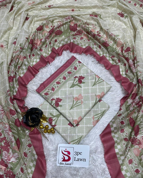 Bin Saeed 3Pc - Lawn Unstitch
