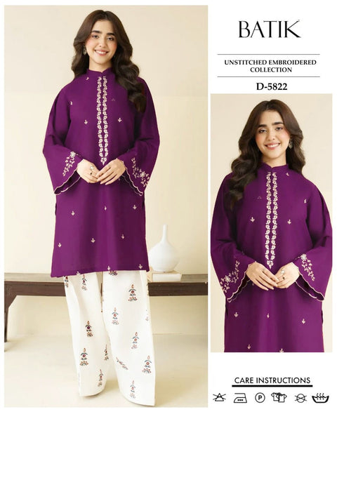 Batik Embroidery Unstitched 2-Piece Lawn Suit – BE 4