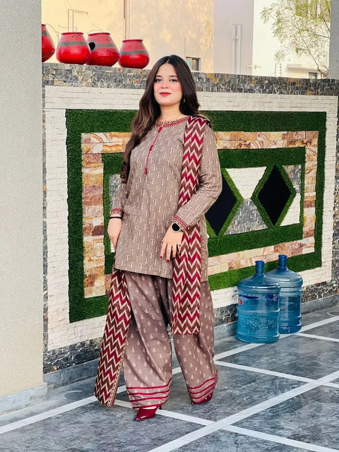 Bin Saeed Stitched 3-Piece Lawn Suit - Ready to Wear - BS02