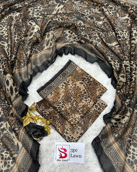 Bin Saeed 3Pc - Lawn Unstitch